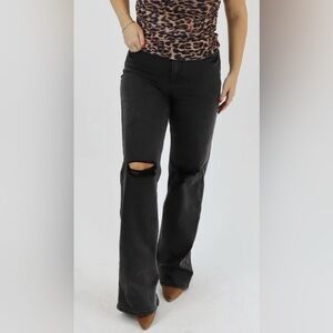 RFM High Rise Wide Leg Chloe Jeans in Black